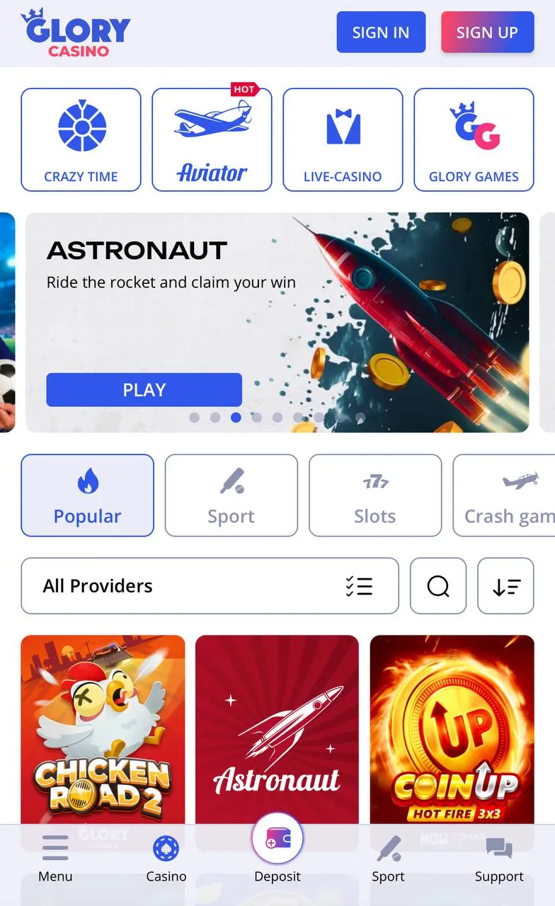 Glory Casino iOS Version
